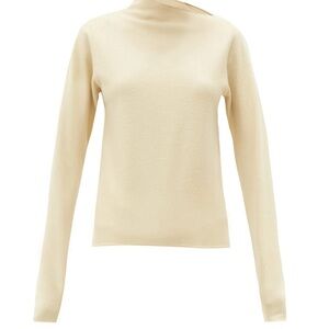 NWT LEMAIRE Asymmetric-Neck Wool-Jersey Sweater